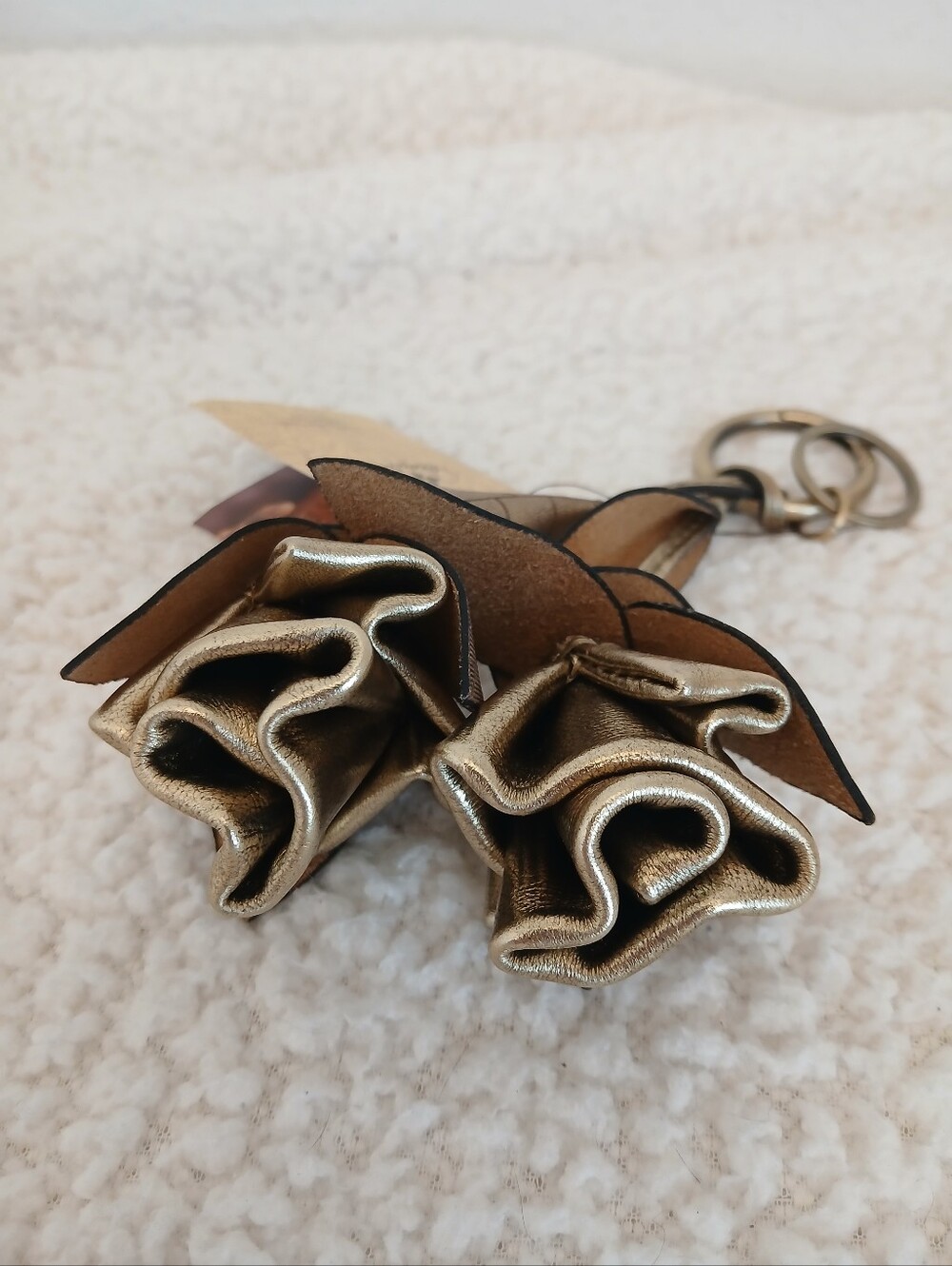 Patricia Nash Antique Gold Laced Rose Keychain NWT
